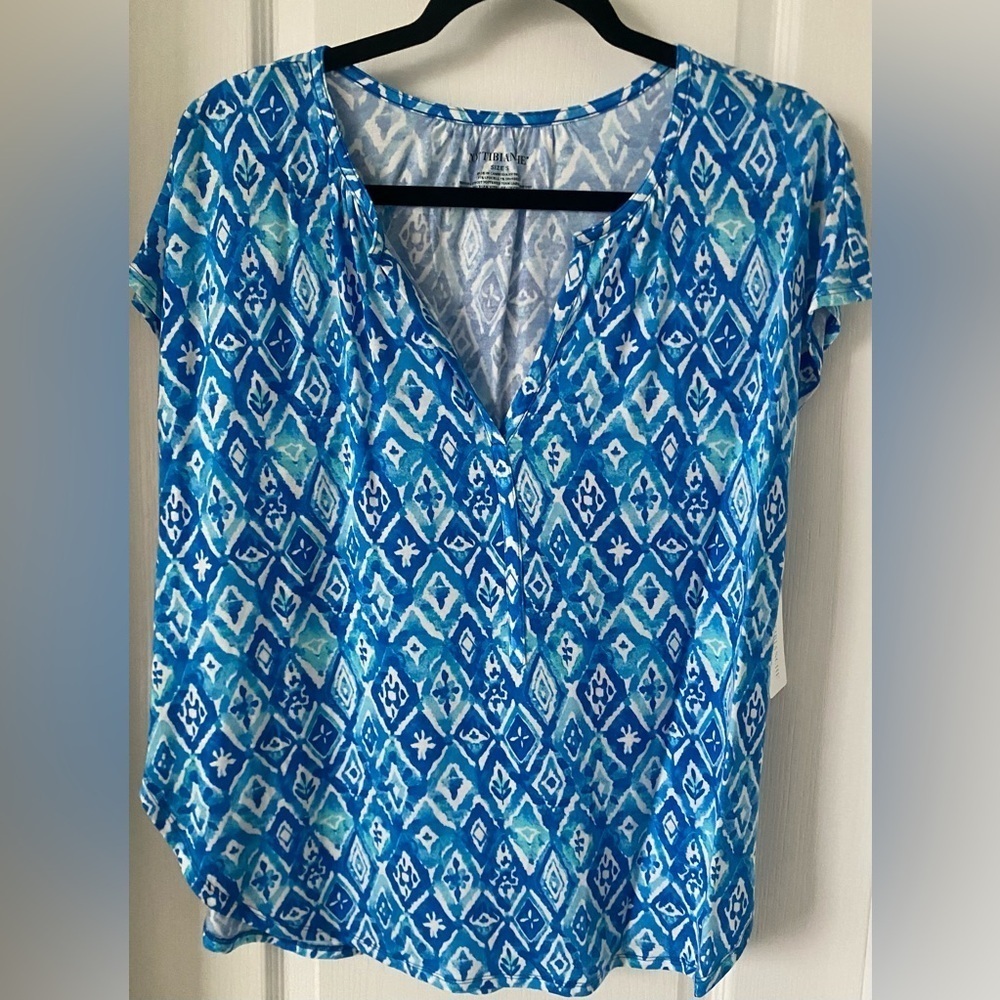 Nottibianche Blue Patterned Women's Top size-S